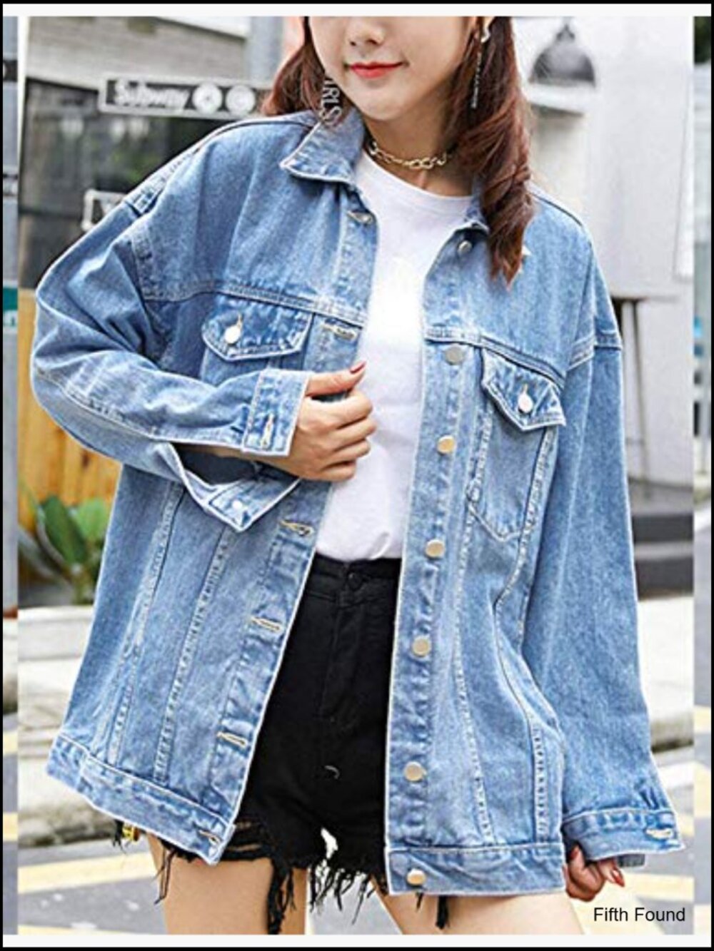 Oversized Mid Long Denim Jacket Jean Biker Coat - Picture 6 of 7